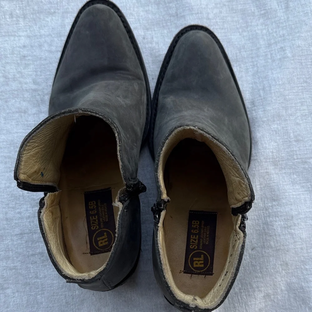 Ralph Lauren Black Label Charcoal Suede Ankle Boots 6.5B